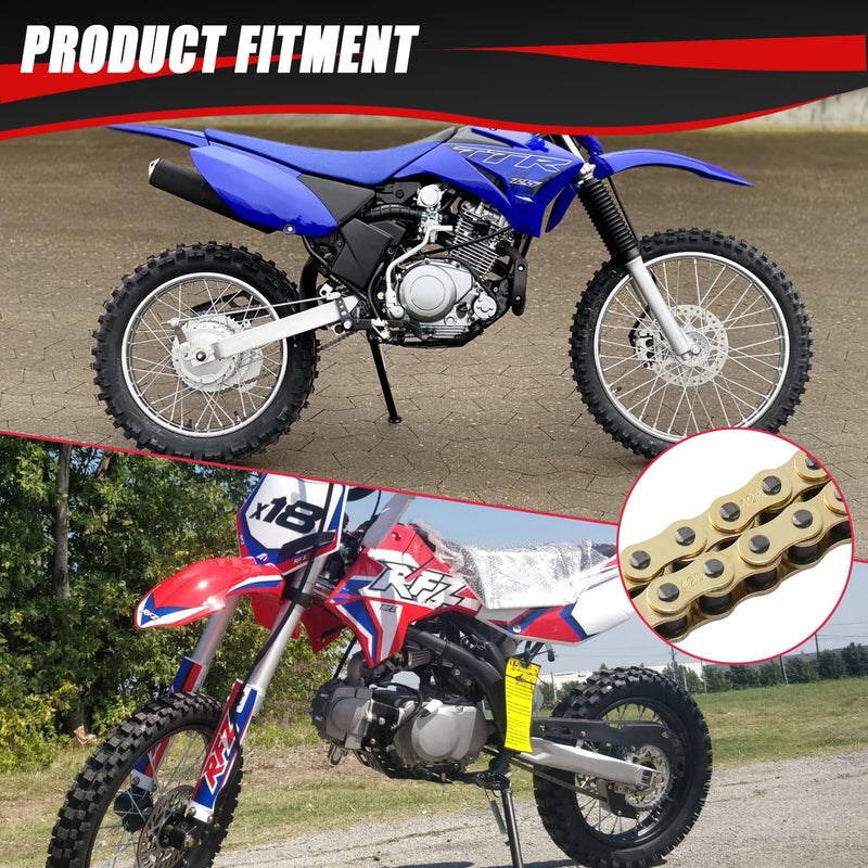 KAMIER 428 Drive Chain 116 Links Gold with Chain Breaker Tool for 110cc 125cc TTR125 YZ85 CB125 Apollo RFZ DB-X18 X19 Suzuki JR80 RM85 TaoTao Chinese Pit Dirt Bike 4 Wheeler ATV Quad Heavy Duty Parts - Image 4